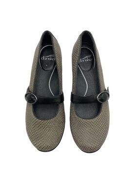 Dansko Orla Mary Jane Comfort Shoes Sz 39 Grey Snakeskin Print Leather Buckle
